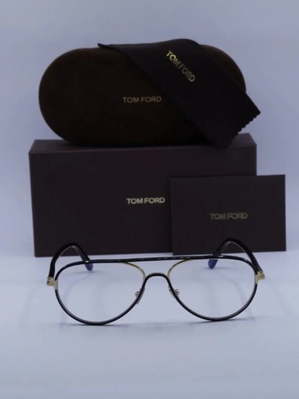 Tom Ford FT5897-B 001 Aviator Eyeglasses 57mm – Black / Blue Light Block
